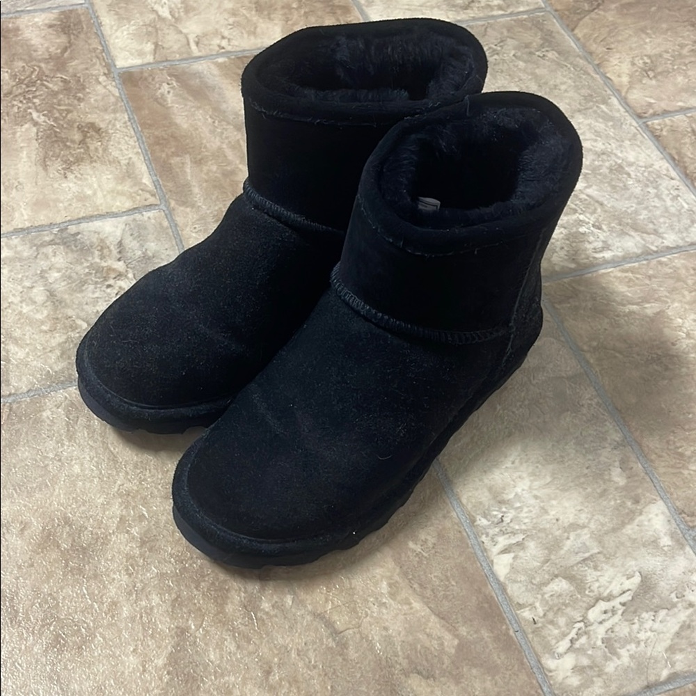 BearPaw Black Suede Boots with Rugged Soles